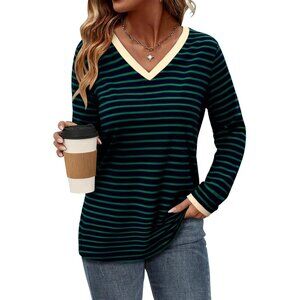 Long Sleeve Women's Shirt Cotton Spandex Casual Tunic Top Fall Fashion